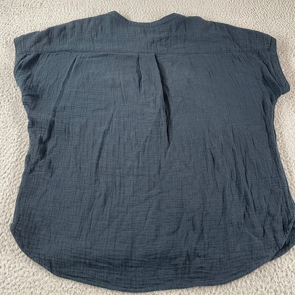 Faherty Dream Cotton Gauze Desmond Shirt Top Women XL Washed Blue Organic Summer - Picture 8 of 10